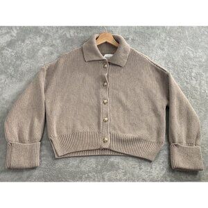 Abercrombie & Fitch Taupe Ribbed Button-Up Cardigan